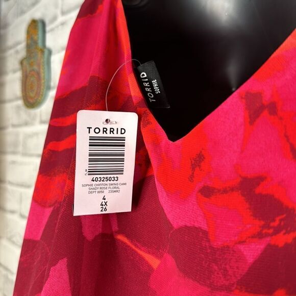 NWT Sophie Chiffon Swing Cami Red Layered Tank Top Shirt Size 4 4X - Picture 7 of 7